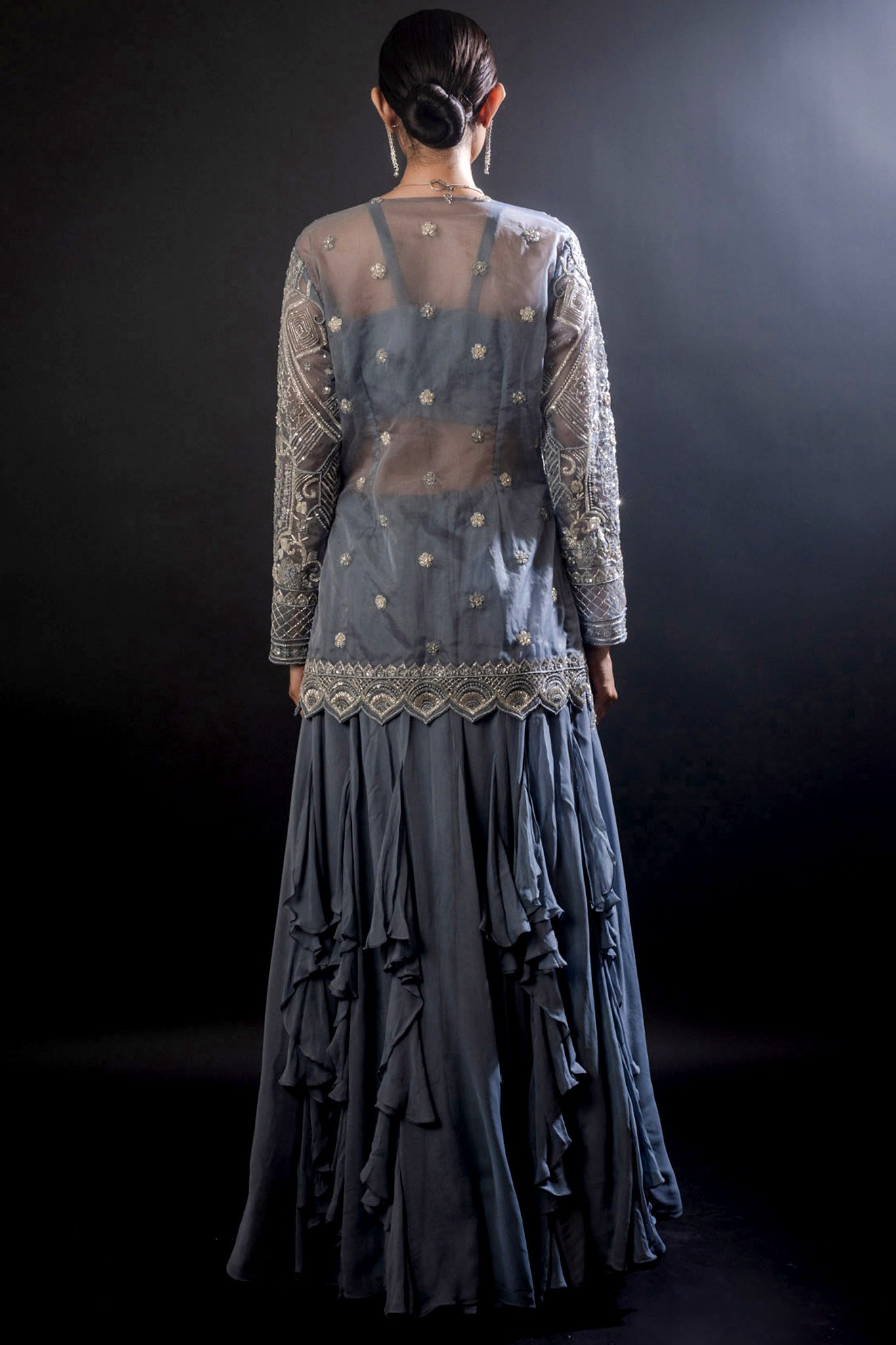 Flint Organza Georgette Jacket Sharara Top Set