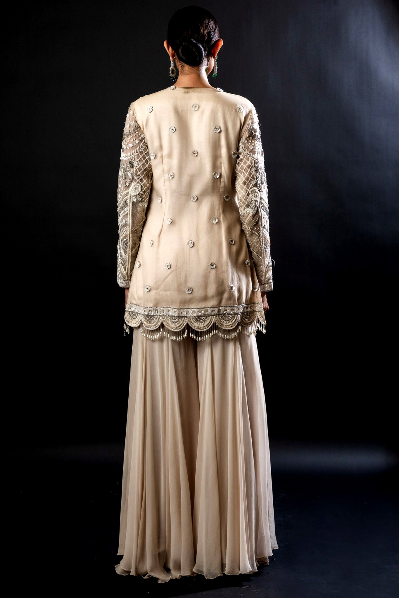 Cream Organza Gorgette Jacket Byus Garara