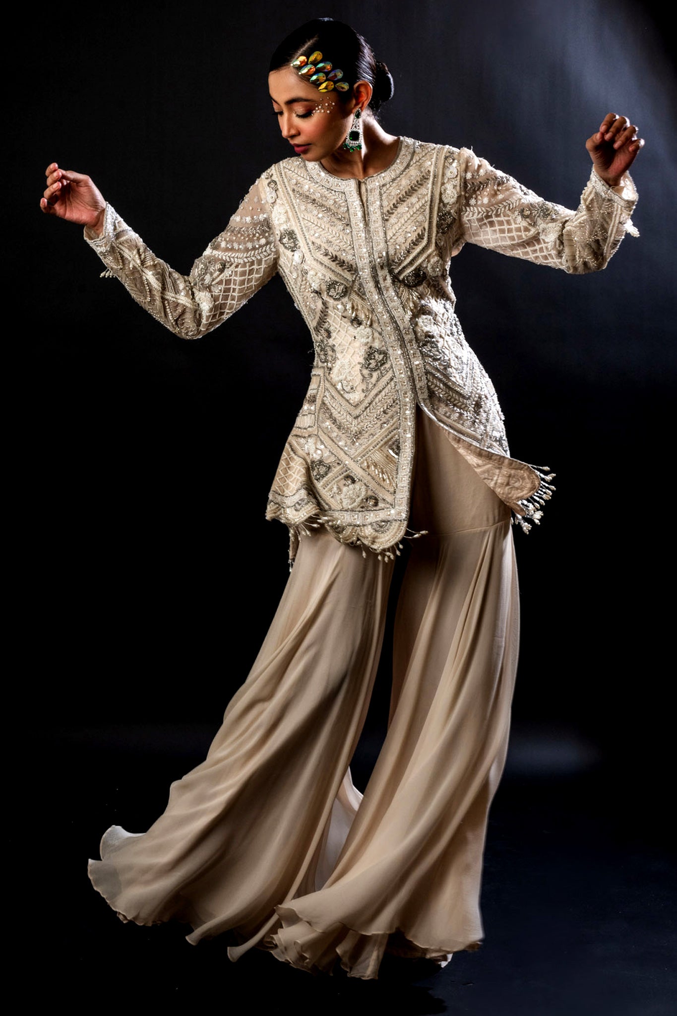 Cream Organza Gorgette Jacket Byus Garara